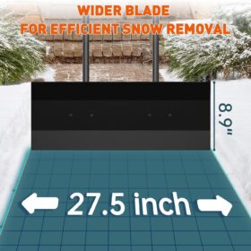 Heavy Duty Wheeled Snow Shovel with Rotatable Grip | Effortless Snow Pusher for Driveway & Sidewalk | Durable Steel Blade for All Snow Types