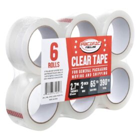 Pacific Heavy Duty Clear Packing Tape - 2 Inch x 65 Yards, 2.7mil Thick Moving & Shipping Carton Sealing Tape (6 Rolls)