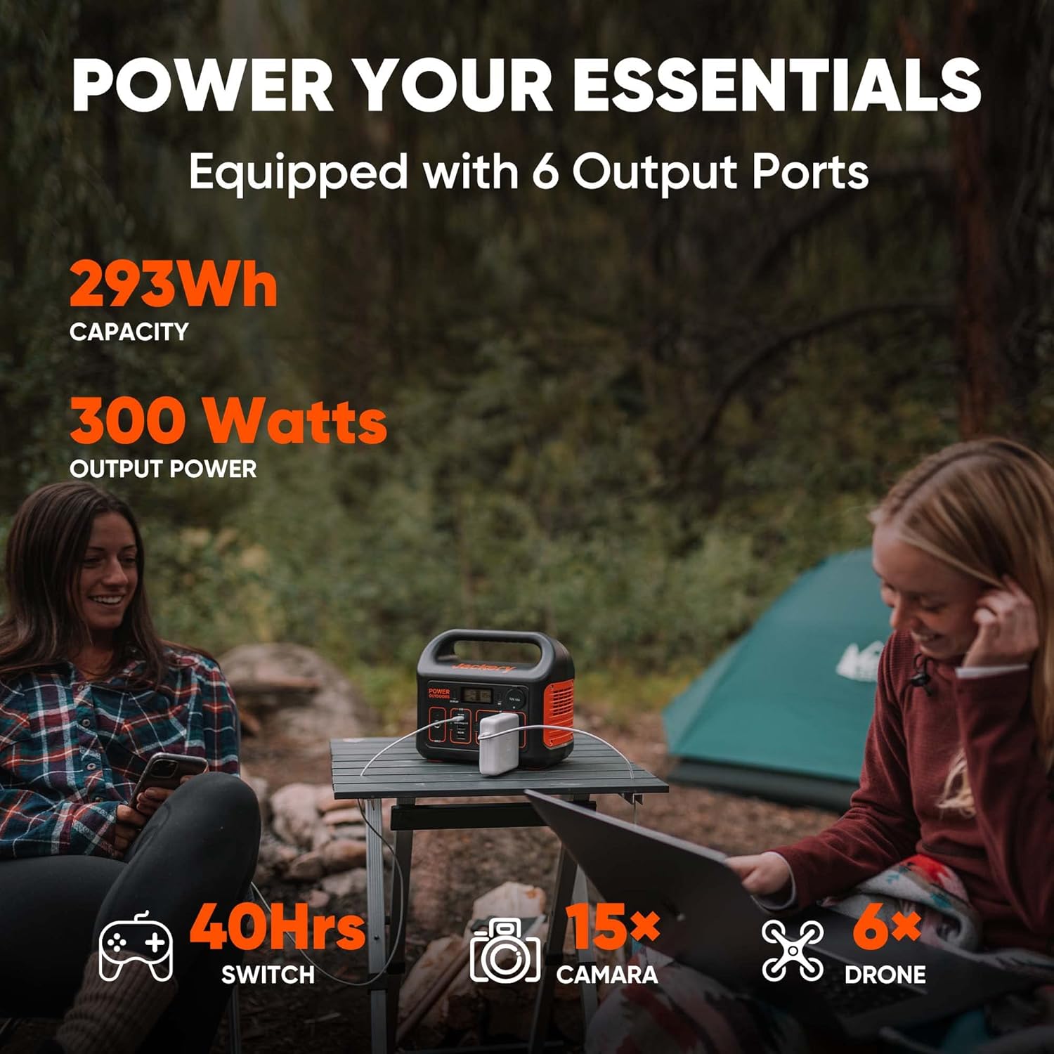 Jackery Explorer 300 Portable Power Station - 293Wh Solar Ready Generator with AC Outlets, PD 60W USB-C, and Pure Sine Wave for Camping, RV, and Emergency Backup