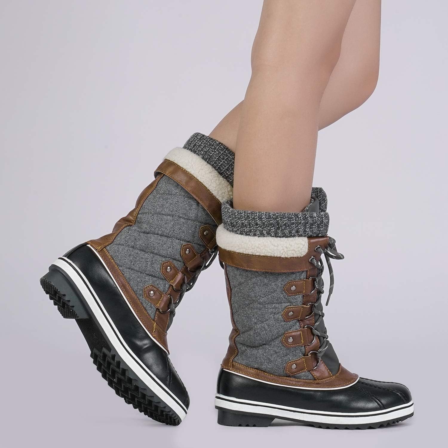 DREAM PAINS Women's Monte_02 Waterproof Winter Snow Boot | Warm, Non-Slip Mid-Calf Boot