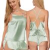 Luxury Silk Pajama Set for Women, Sexy Satin Cami & Shorts Sleepwear Lingerie, S-XXL
