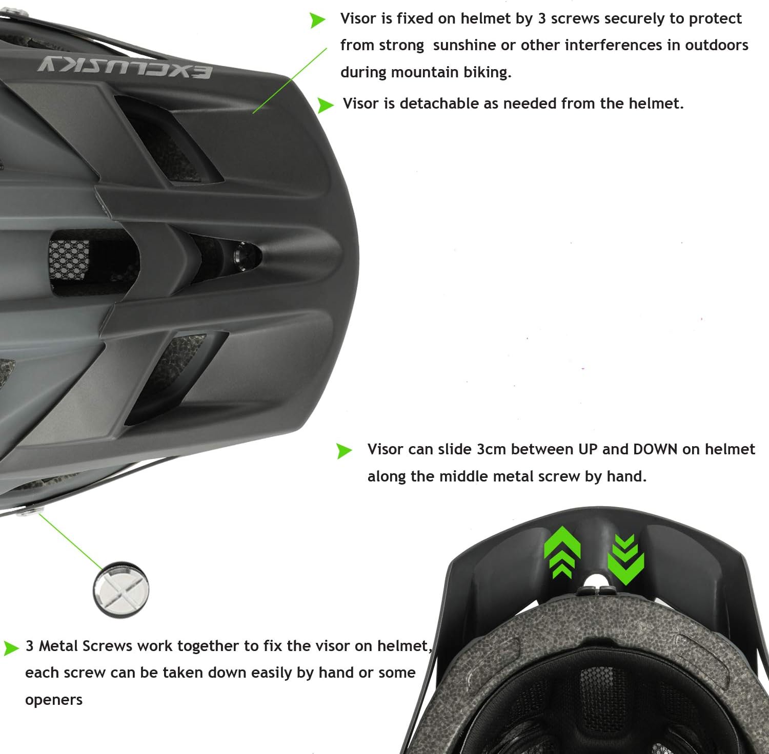 Exclusky Lightweight Mountain Bike Helmet for Adults – Adjustable MTB Cycling Safety Gear with Removable Visor for Men & Women