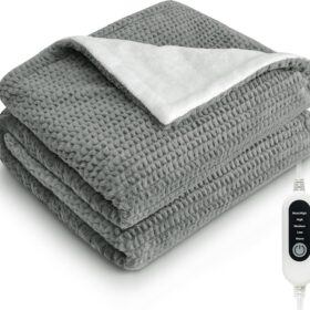 Heated Throw Blanket - 50x60 Soft Electric Blanket with 5 Heat Levels, 10H Auto-Off, & ETL Certification (Premium Grey)