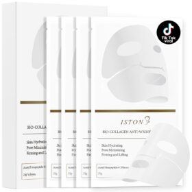 ISTON Collagen Face Masks (4-Pack) | Real Deep Wrinkle Lifting & Firming Treatment | Overnight Hydrating & Pore Minimizing Gel Mask | TikTok Viral Skincare for a Glass Skin Glow