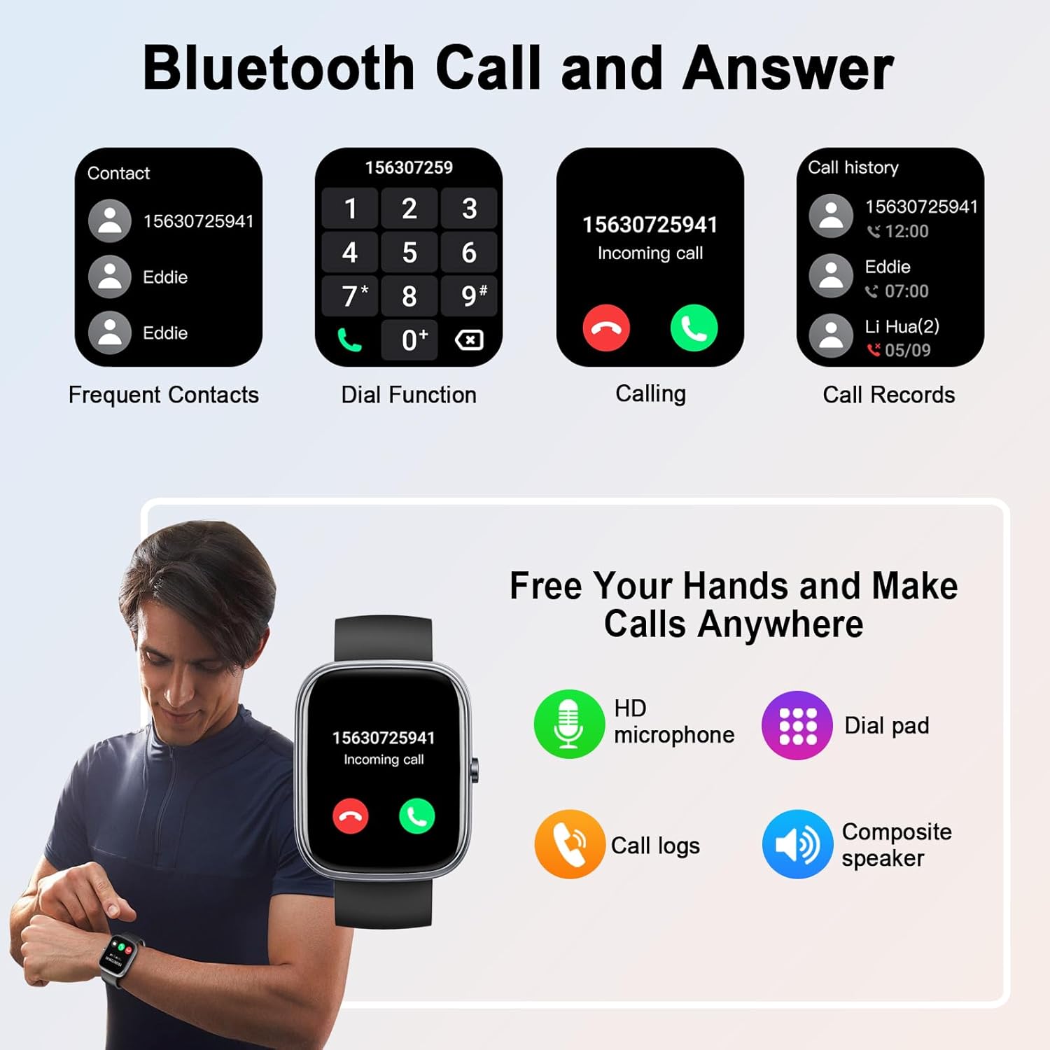 UAUE-T60 Smart Watch with Bluetooth Calling 2025 – 1.91“ HD Display Fitness Tracker for Android & iOS