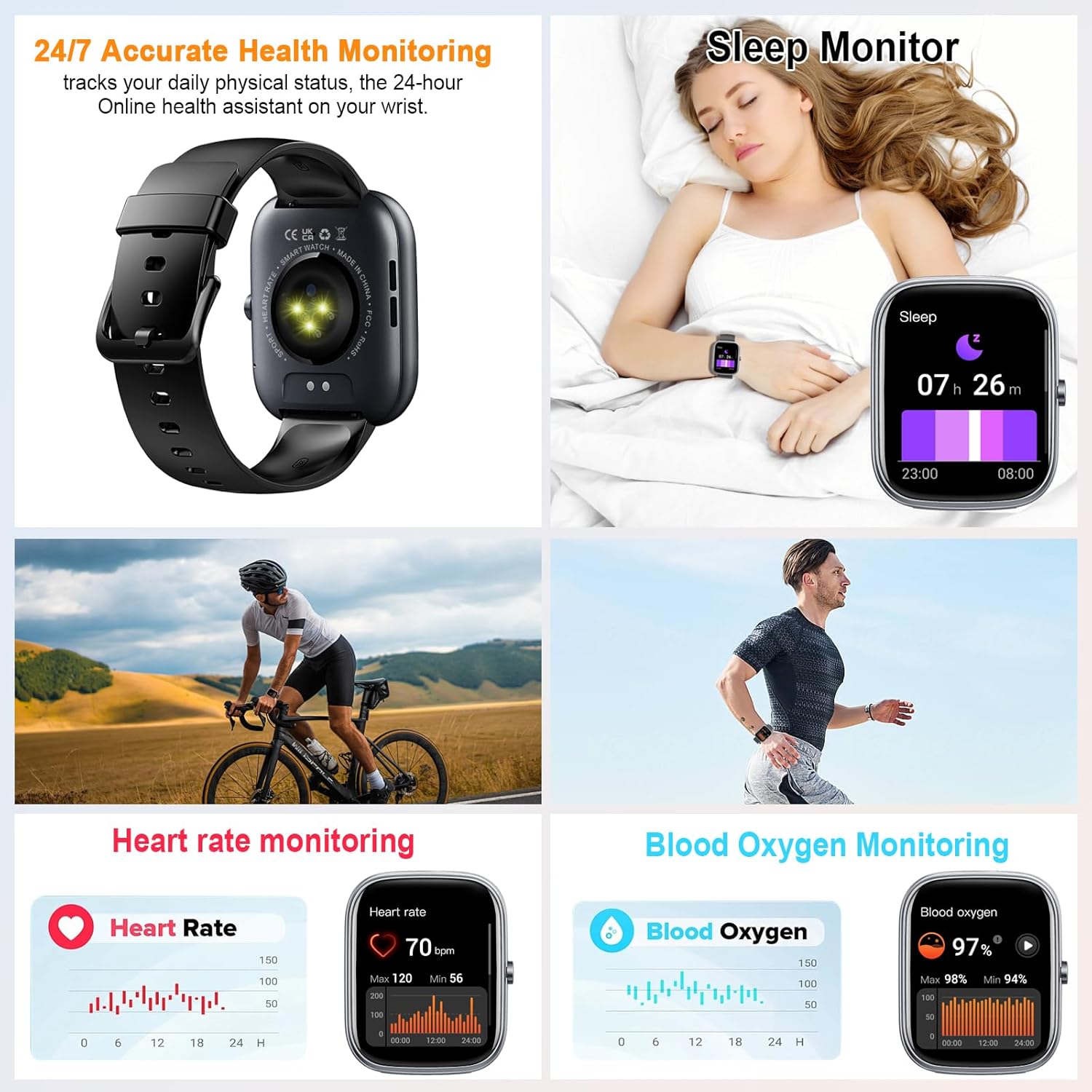 UAUE-T60 Smart Watch with Bluetooth Calling 2025 – 1.91“ HD Display Fitness Tracker for Android & iOS