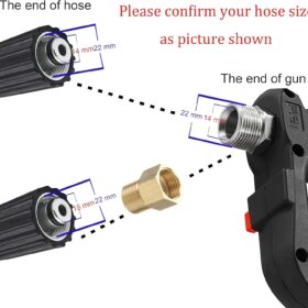 M MINGLE Short Pressure Washer Gun - 5000 PSI Hot & Cold Water Power Washer Wand with M22 Fitting & 5 Color-Coded Nozzle Tips