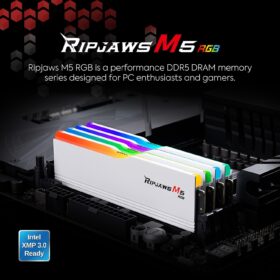G.SKILL Ripjaws M5 RGB DDR5 RAM 32GB (2x16GB) 6400MHz PC5-51200 CL36 Desktop Memory - Intel XMP 3.0 - Matte White (F5-6400J3648F16GX2-RM5RW)