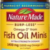 Nature Made Extra Strength Burp-Less Fish Oil 1400 mg – Omega-3 Minis for Heart, Brain & Joint Health (60 Softgels)