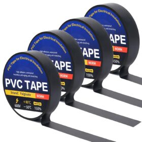 Professional Grade Electrical Tape - 4 Pack Waterproof Black Insulating Tape, 0.7 Inch x 72ft, Weatherproof & High Temperature Resistant for Wiring, Home, and Outdoor Use