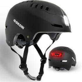 VOLT+ LED Bike Helmet for Adults – USB Rechargeable Safety Helmet with Front & Rear Lights, Adjustable Dial Fit for Urban Commuting, Road Cycling, and Skateboarding