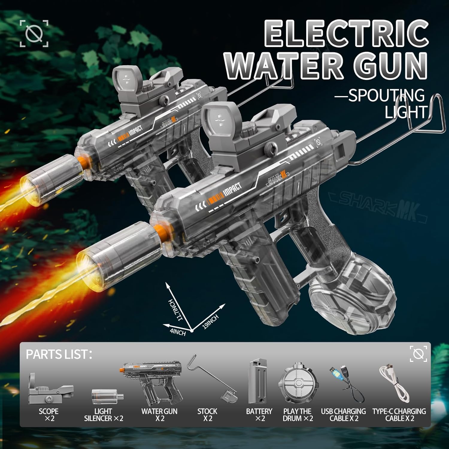 Electric Water Guns for Adults and Kids - 2-Pack Automatic Squirt Toys with Rechargeable Battery, High-Power Long Range Water Blasters for Pool, Beach, and Outdoor Summer Battles
