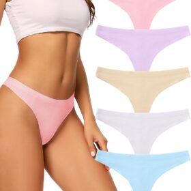 voenxe Seamless Thongs for Women (5-Pack) – No-Show, Breathable & Incredibly Soft for All-Day Comfort