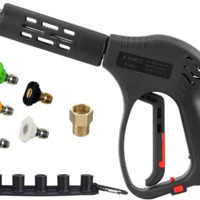 M MINGLE Short Pressure Washer Gun - 5000 PSI Hot & Cold Water Power Washer Wand with M22 Fitting & 5 Color-Coded Nozzle Tips