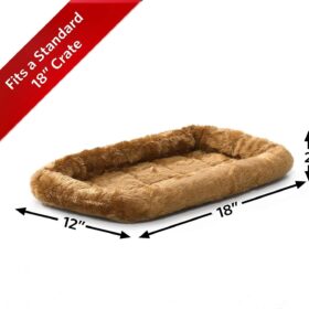 MidWest Homes for Pets QuietTime Bolster Dog Bed, Ultra-Soft Cinnamon Faux Fur, Machine Washable & Crate Friendly Bedding for Small Dogs, Cats, Puppies & Kittens
