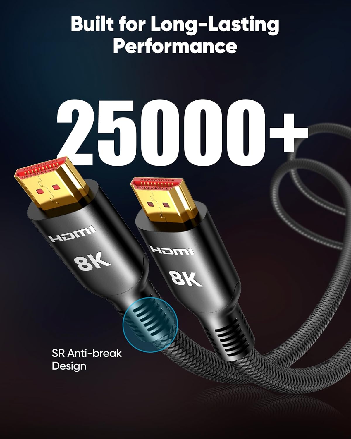 Highwings 8K@60Hz HDMI Cable 20FT – Ultra High Speed 48Gbps Braided Cord with 48Gbps Bandwidth, 4K@120Hz, VRR, HDCP 2.2 for PS5, Xbox Series X, HDTV & PC