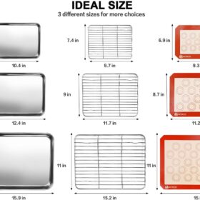 Ultimate Stainless Steel Baking Set: 3 Sheet Pans, Cooling Racks & Silicone Mats (9-Piece Kit)