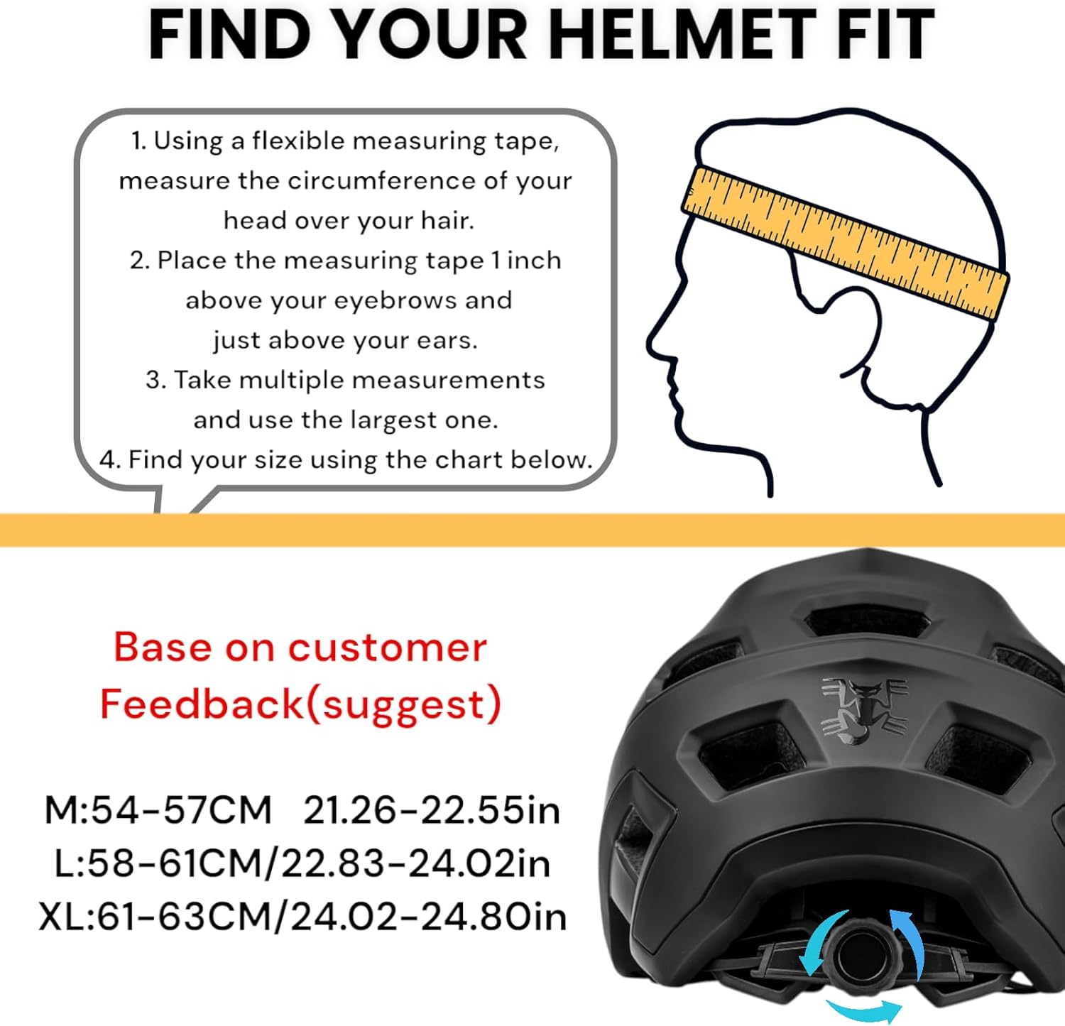 BATFOX Adult Mountain Bike Helmet - Lightweight, CPSC Certified Cycling Helmet with Sun Visor, Adjustable Dial Fit for Men, Women & Youth