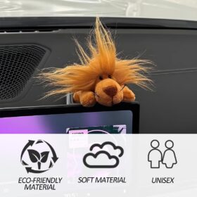 BESULE Little Lion Plush Dashboard Ornament – Cute & Fluffy Car Decor for Rear View Mirror, Dashboard, SUV & Truck