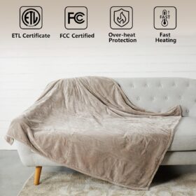 Tefici Electric Heated Blanket Throw - 50"x60" Ultra-Cozy Dual-Layer Flannel with 3 Heat Settings & 4-Hour Auto-Off, Machine Washable, ETL Certified