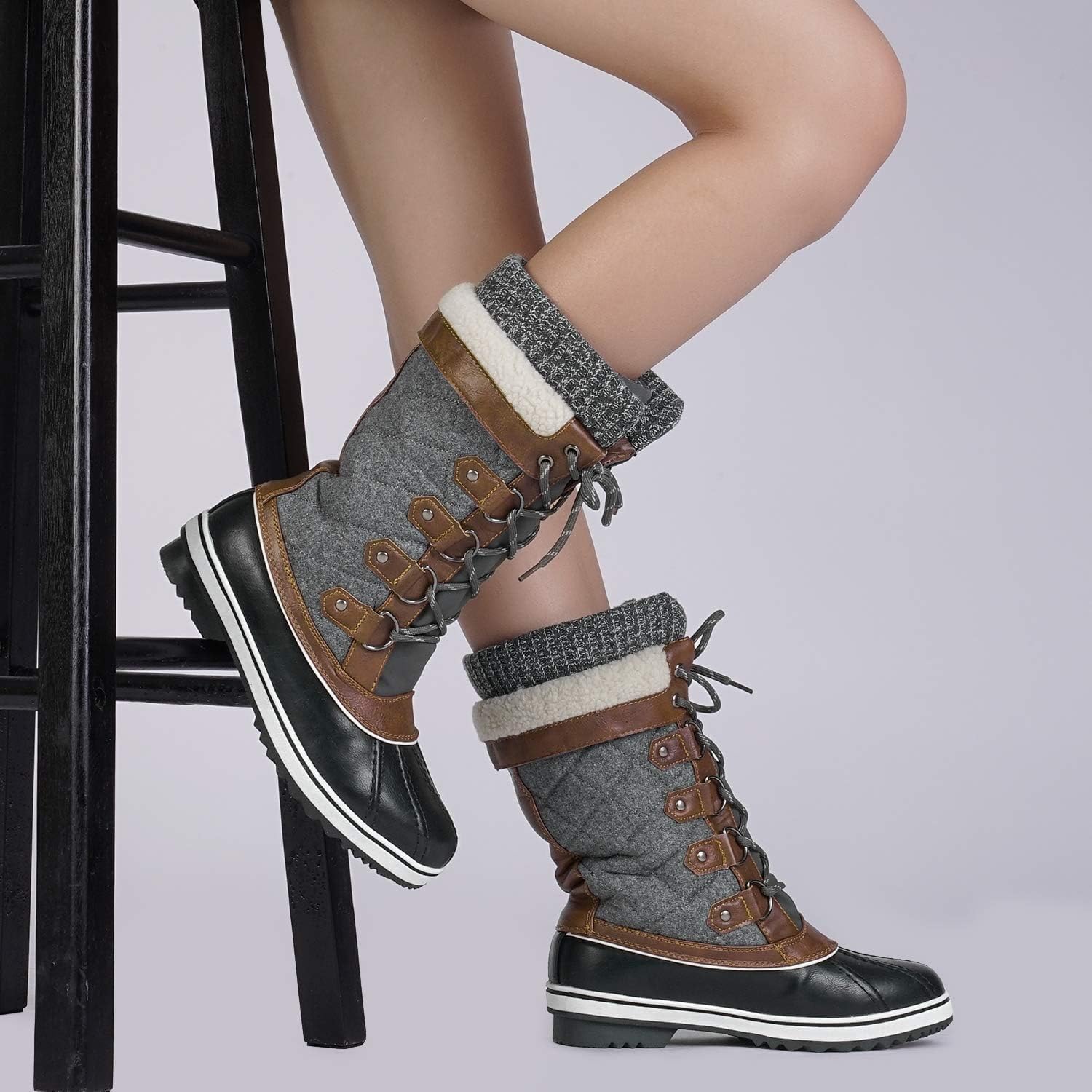 DREAM PAINS Women's Monte_02 Waterproof Winter Snow Boot | Warm, Non-Slip Mid-Calf Boot