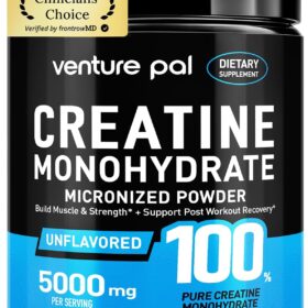 Venture Pal Micronized Creatine Monohydrate Powder - 100% Pure Unflavored 5g (5000mg) Serving, Vegan, Keto & Gluten Free Strength Supplement for Men & Women