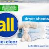 all Free Clear Fabric Softener Dryer Sheets, 195 Count (Unscented & Hypoallergenic)