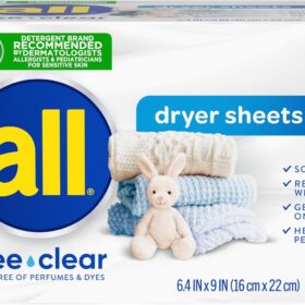 all Free Clear Fabric Softener Dryer Sheets, 195 Count (Unscented & Hypoallergenic)