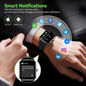 Smart Watch with Bluetooth Calling – 1.85" HD Fitness Tracker for Men & Women, IP68 Waterproof, 120+ Sports Modes, 24/7 Heart Rate & Sleep Monitor (Black)