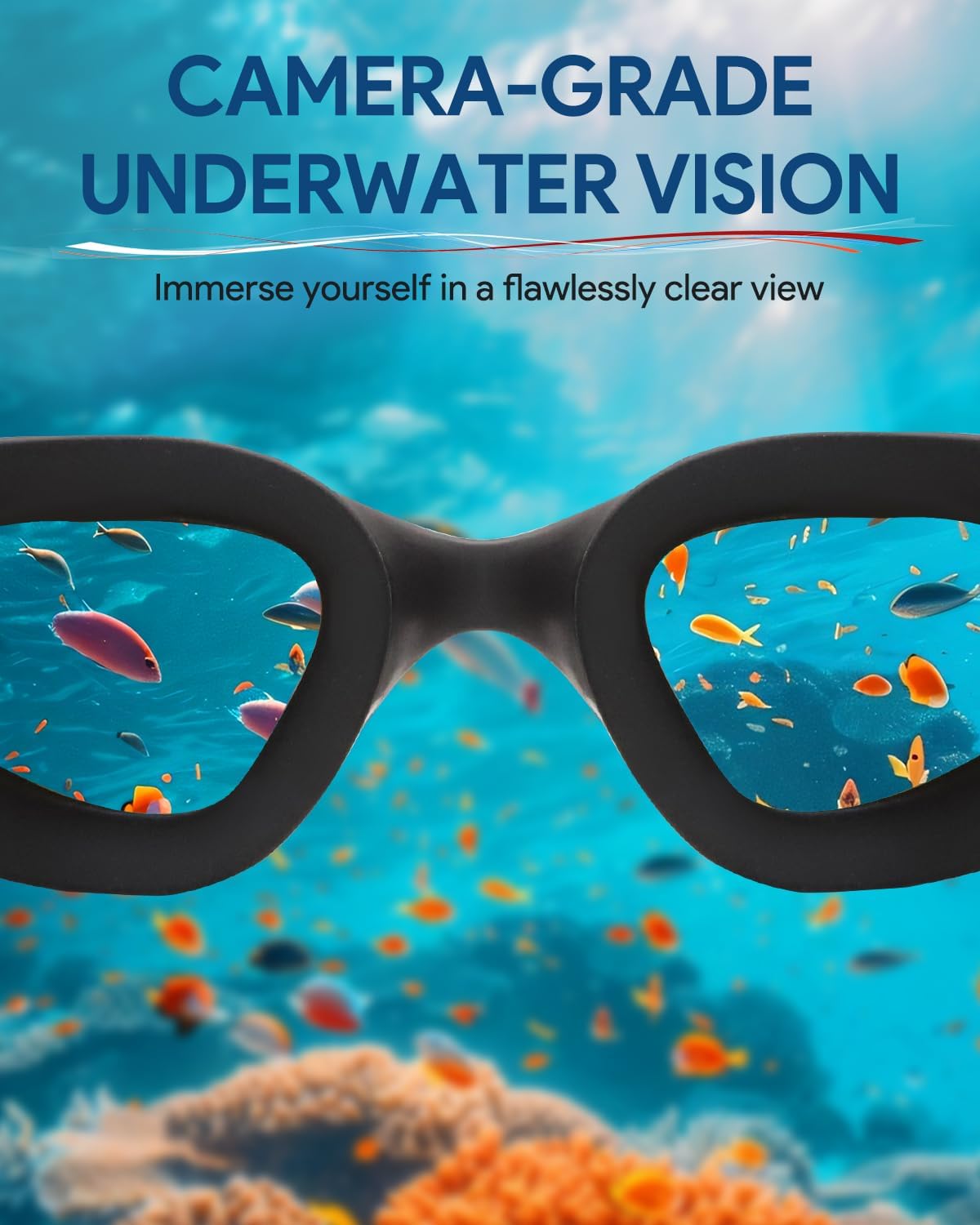 Polarized Swim Goggles for Adults – Anti-Fog, UV Protection, with No-Tangle Bungee Strap for Men & Women