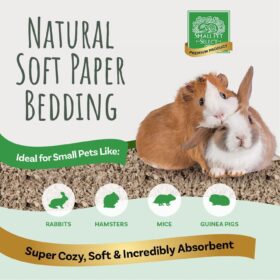 Small Pet Select Premium Soft Paper Bedding – 100% Natural, Unscented & Absorbent Litter for Rabbits, Guinea Pigs, Hamsters & Small Pets (56L, Beige)