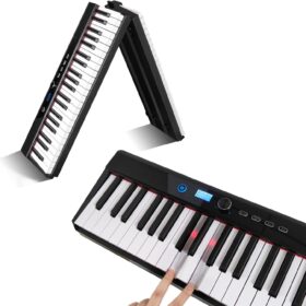 Coolmusic 88-Key Foldable Portable Digital Piano - Semi-Weighted Electric Keyboard Kit with Sustain Pedal, Power Supply, and MIDI Connectivity