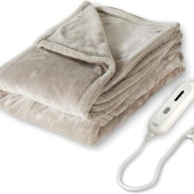 Tefici Electric Heated Blanket Throw - 50"x60" Ultra-Cozy Dual-Layer Flannel with 3 Heat Settings & 4-Hour Auto-Off, Machine Washable, ETL Certified