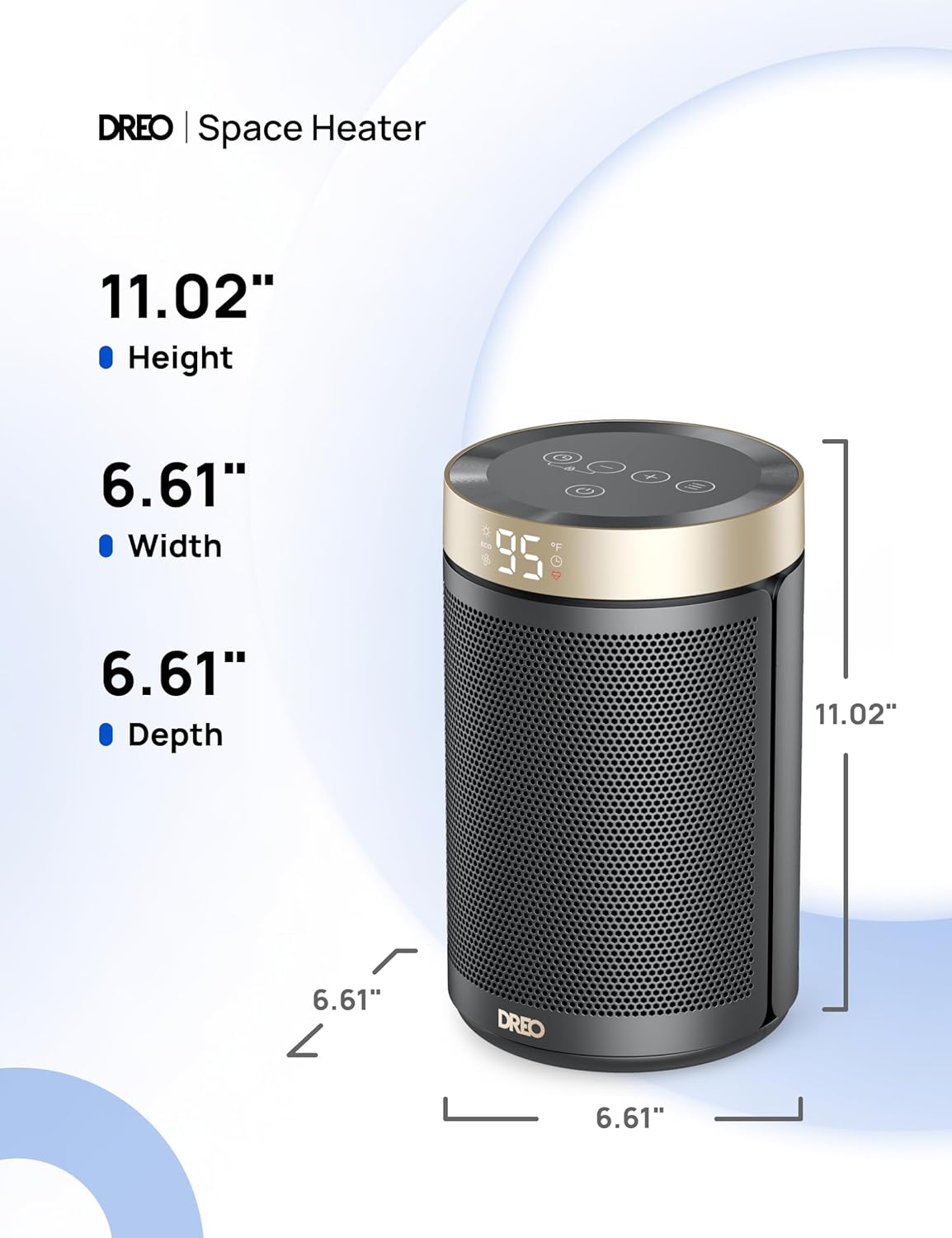 Dreo 2024 Smart Portable Space Heater – 1500W Fast PTC Ceramic Heater with Remote, Thermostat, 12H Timer, 70° Oscillation & Safety Sensors for Indoor Office & Bedroom