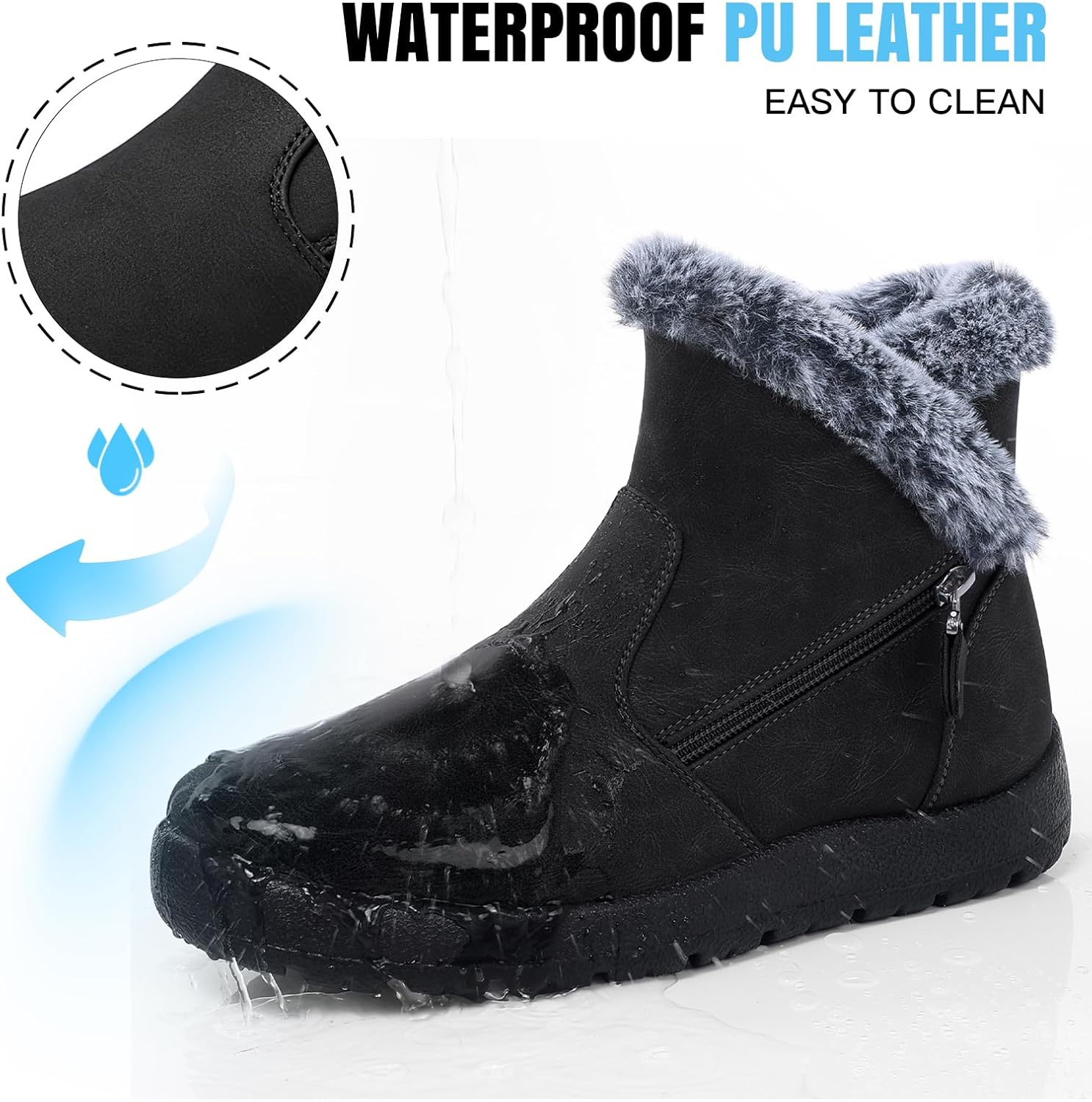 SHIBEVER Women's Waterproof Winter Snow Boots - Warm Faux Fur Lined Insulated Ankle Booties for Cold Weather