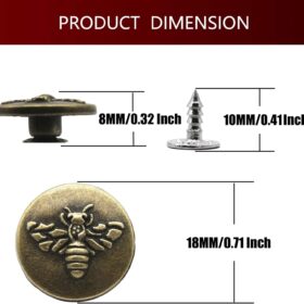 Heavy-Duty 18mm Jean Buttons Replacement Kit – 20 Sets of Bronze No-Sew Metal Rivets for Denim Repair, Jackets, and Pants