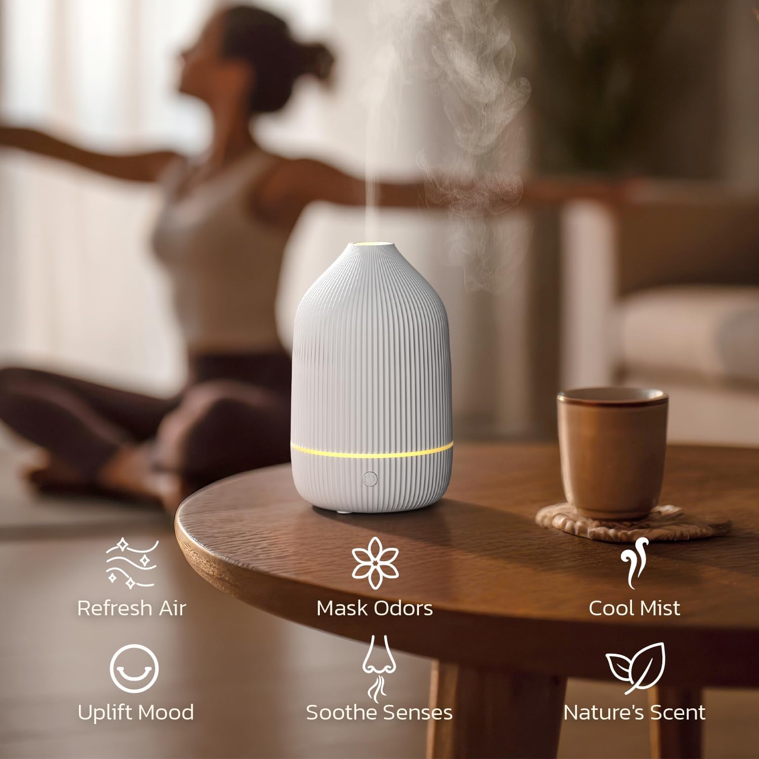 SALUBRITO 100ml Essential Oil Diffuser – Ultrasonic Cool Mist Humidifier with 7 LED Lights, Auto Shut-Off & BPA-Free Design for Home, Office, and Yoga