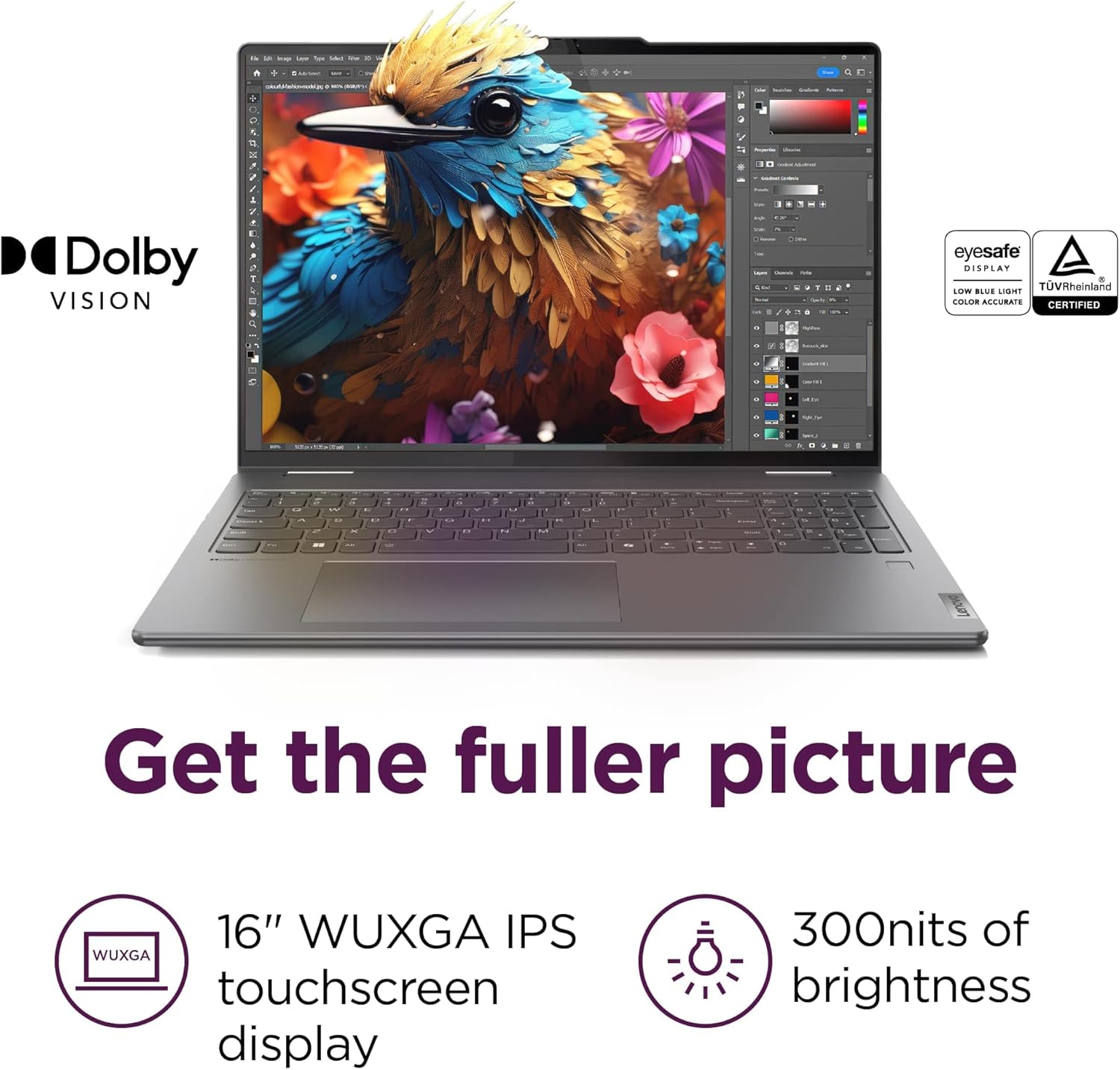 Lenovo Yoga 7i 2-in-1 16” Touchscreen Laptop, Intel Core Ultra 7 155U, 16GB DDR5 RAM, 2TB PCIe SSD, Windows 11 Pro, Fingerprint Reader, Backlit Keyboard, Storm Grey