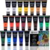 Artecho Professional Acrylic Paint Set (20 Colors) - 120ml Large Tubes - Rich Pigments for Canvas, Wood, Fabric, and Rock Painting - Non-Toxic & ASTM D-4236 Certified