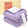 HOMLYNS LuxeHeat Electric Heated Blanket | 50x60” Ultra-Soft Flannel & Sherpa Throw | 5 Heat Settings with 3-Hour Auto-Off | Energy-Saving & Fast Heating for Ultimate Cozy Comfort (Purple)