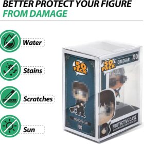 50 Pack Premium Hard Protectors for 4-Inch Vinyl Figures – Ultra-Clear, Stackable Display Cases with Auto-Lock Tab