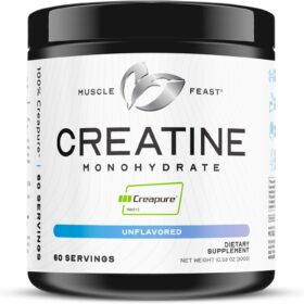 Muscle Feast Creapure Creatine Monohydrate Powder - 100% Pure German Creatine for Muscle Growth & Recovery - Vegan, Keto Friendly, Gluten Free - 300g (60 Servings)