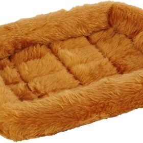 MidWest Homes for Pets QuietTime Bolster Dog Bed, Ultra-Soft Cinnamon Faux Fur, Machine Washable & Crate Friendly Bedding for Small Dogs, Cats, Puppies & Kittens