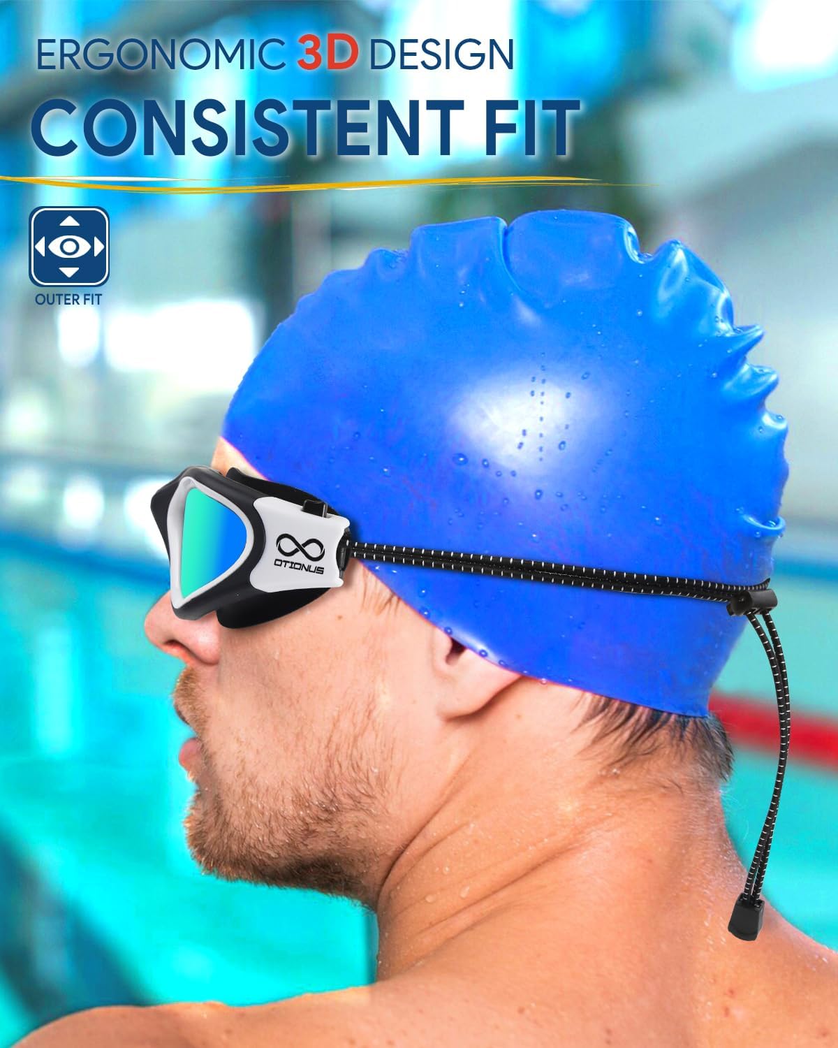 Polarized Swim Goggles for Adults – Anti-Fog, UV Protection, with No-Tangle Bungee Strap for Men & Women