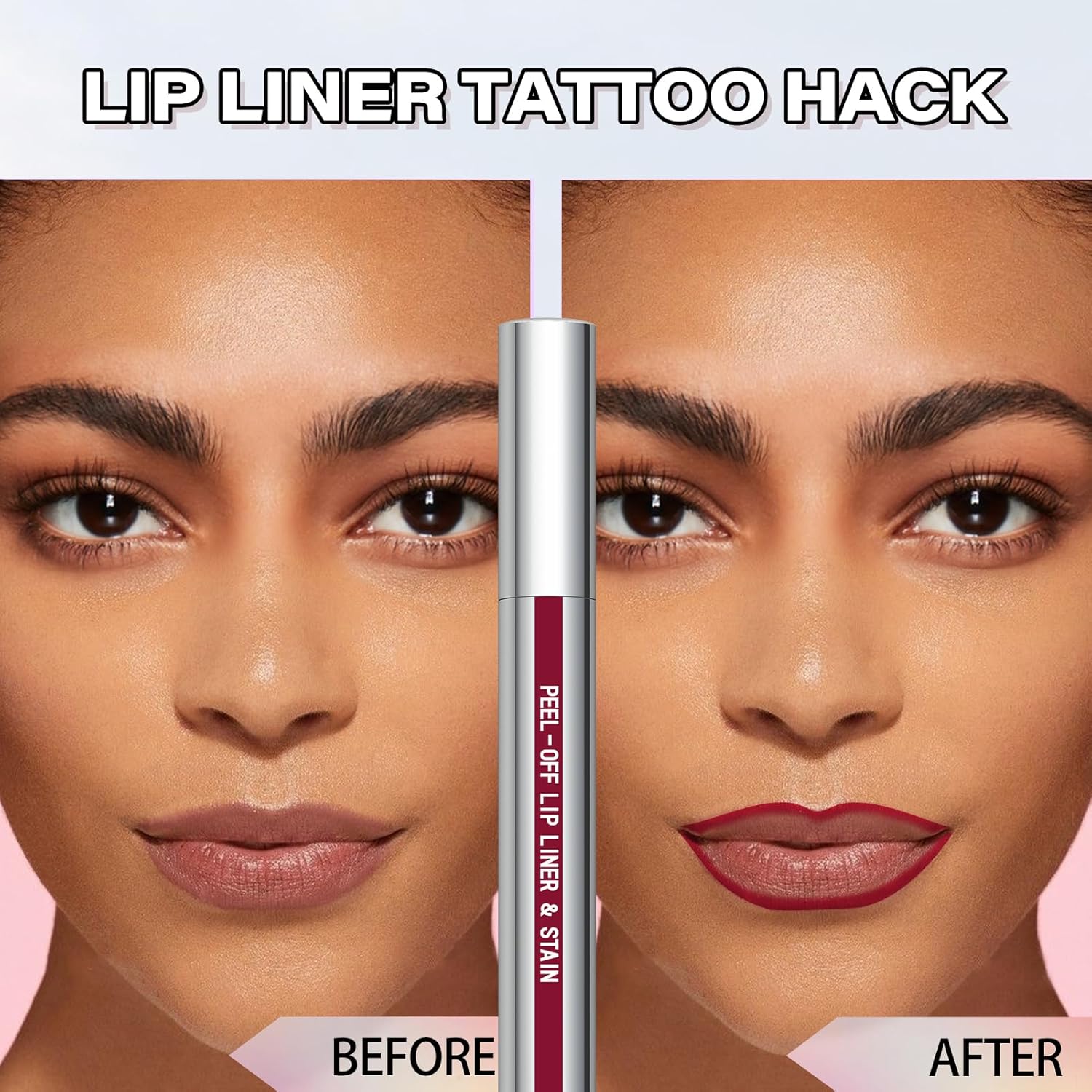 Cilrofelr Peel Off Lip Tattoo Liner Stain | Long-Lasting, Matte, Waterproof & Transfer-Proof Lip Color with Tweezer (Berry)