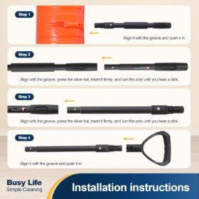 Heavy-Duty 55" Adjustable Snow Shovel with Aluminum Edge | D-Grip for Back-Saving Snow Removal | Ideal for Driveways, Walkways & Cars