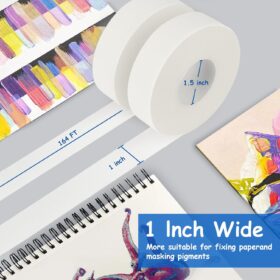 Premium White Artist Tape - 2 Pack Acid-Free Masking Tape for Watercolor, Canvas & Drafting - 1 Inch x 328 Feet, Residue-Free & Easy Tear