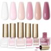 6-Piece Nude Nail Polish Set – Quick Dry, High Gloss Salon Colors in White, Beige & Light Pink – Long-Lasting DIY Manicure Gift for Women