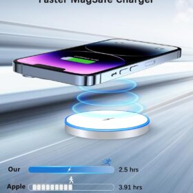 15W Mag-Safe Magnetic Wireless Charger for iPhone 17, 16, 15, 14, 12 Series & AirPods - Fast Charging Pad with LED Indicator & Dual USB-A/C Ports