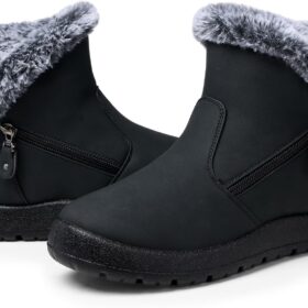 SHIBEVER Women's Waterproof Winter Snow Boots - Warm Faux Fur Lined Insulated Ankle Booties for Cold Weather
